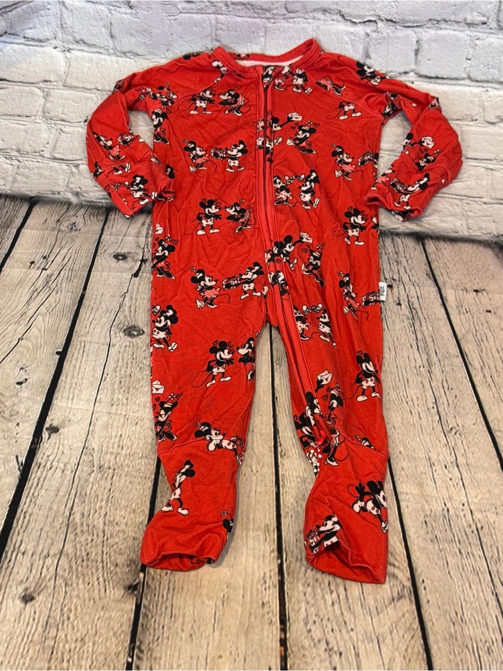 Fletch Valentines Mickey and Minnie Bamboo Zippie Romper